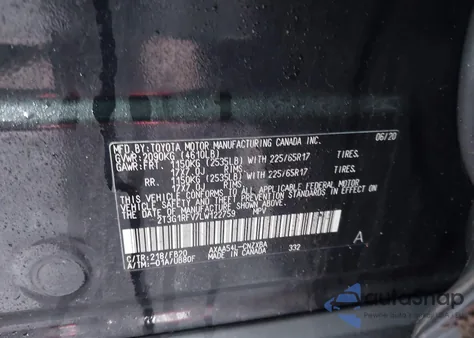 2020 Toyota Rav4 Le from USA, damaged, VIN 2T3G1RFV7LW122759